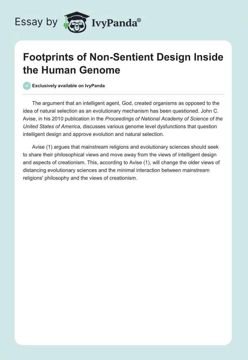 Footprints of Non-Sentient Design Inside the Human Genome. Page 1
