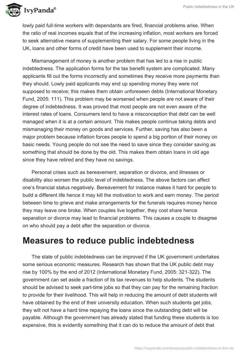 Public Indebtedness in the UK. Page 2