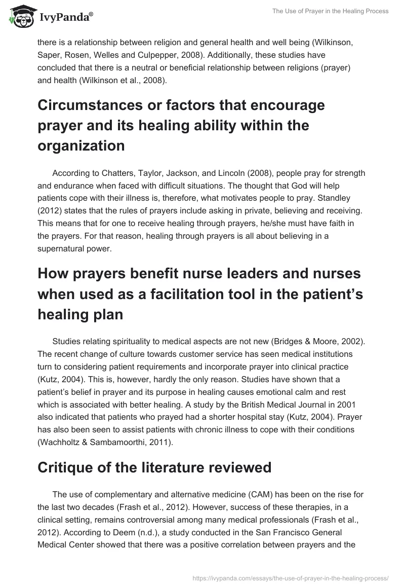 The Use of Prayer in the Healing Process. Page 2