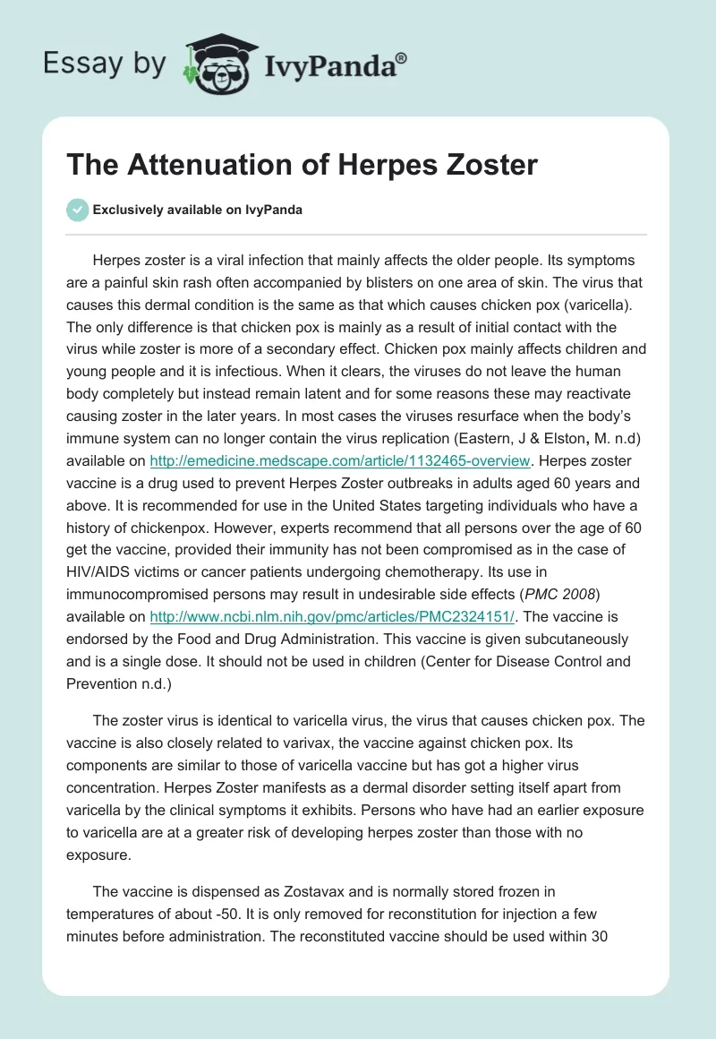 The Attenuation of Herpes Zoster. Page 1