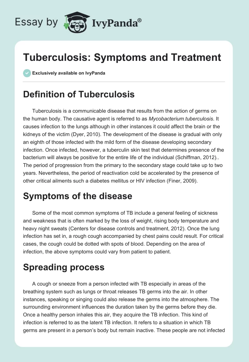 Tuberculosis: Symptoms and Treatment. Page 1