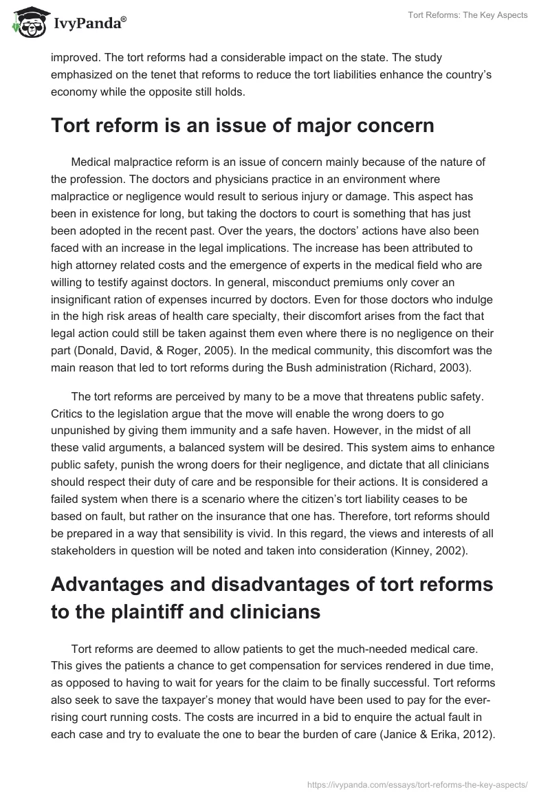 Tort Reforms: The Key Aspects. Page 3