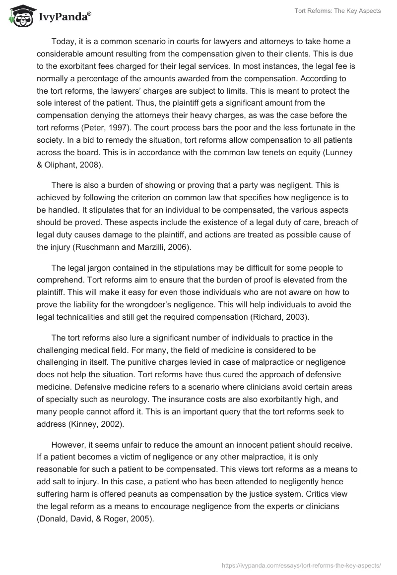 Tort Reforms: The Key Aspects. Page 4