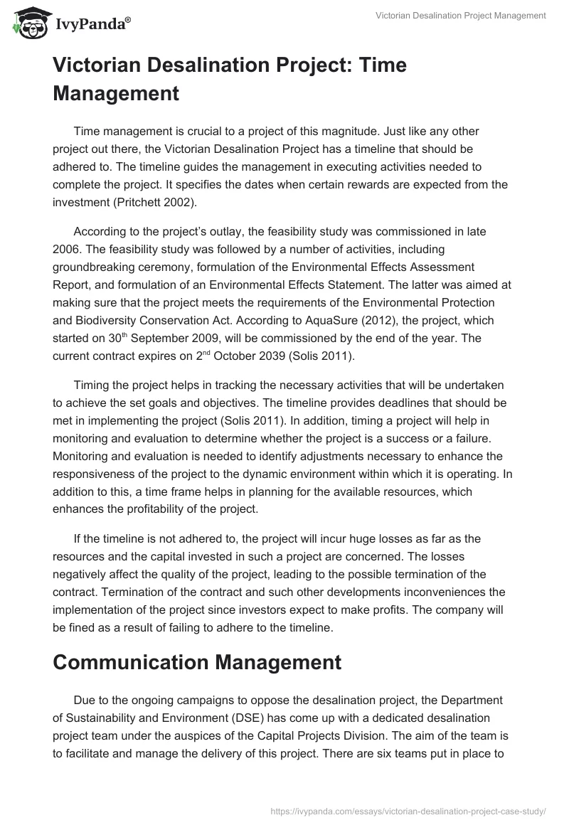 Victorian Desalination Project Management. Page 4
