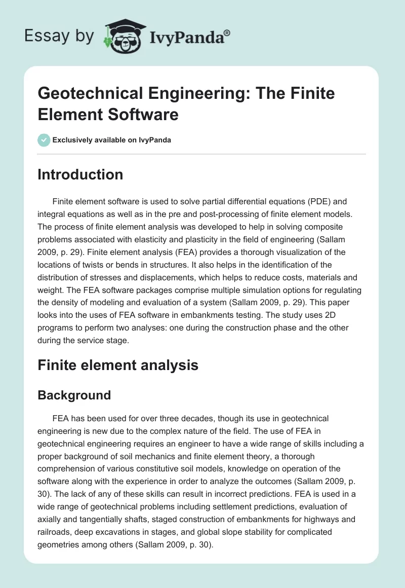 Geotechnical Engineering: The Finite Element Software. Page 1