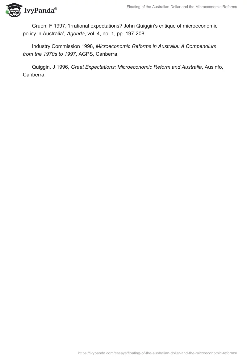 Floating of the Australian Dollar and the Microeconomic Reforms. Page 4