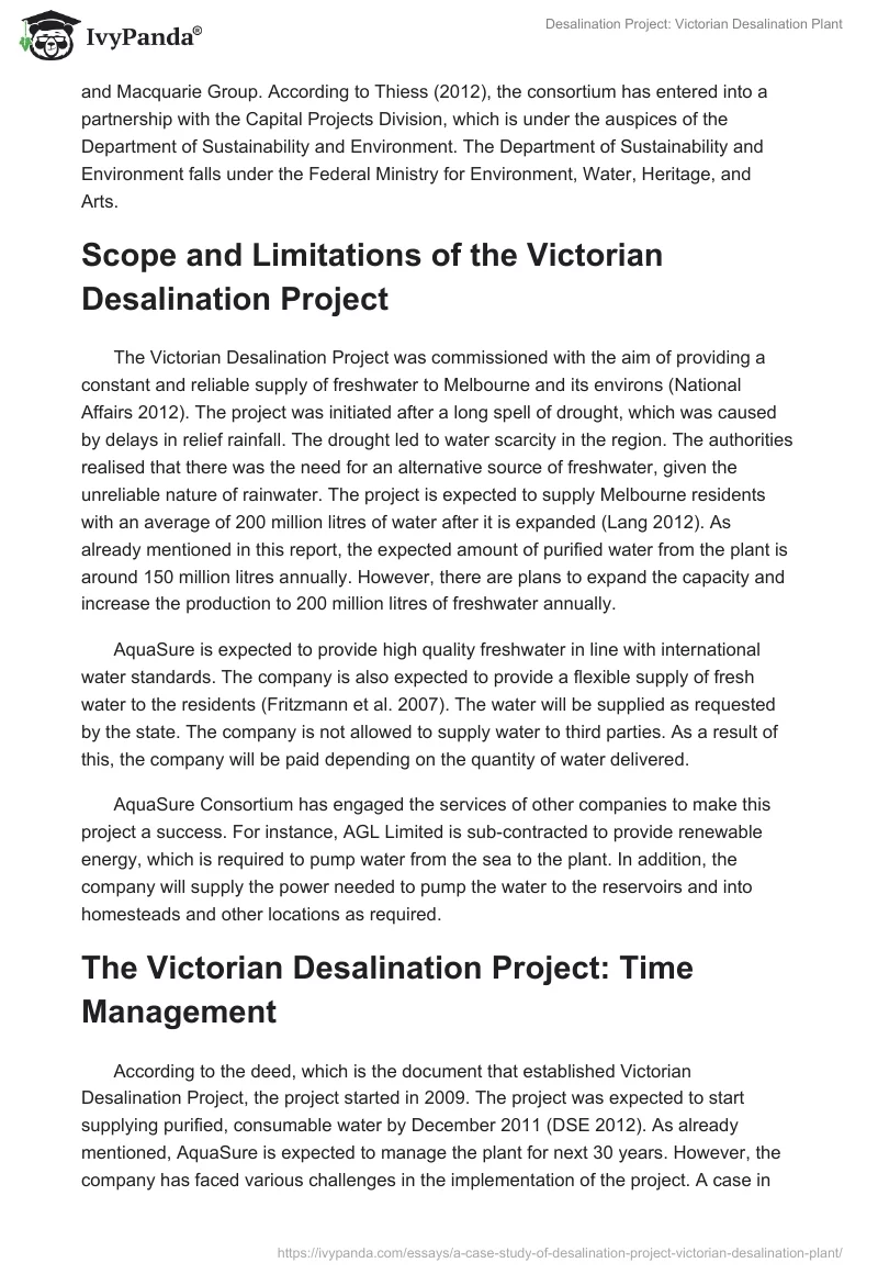 Desalination Project: Victorian Desalination Plant. Page 4