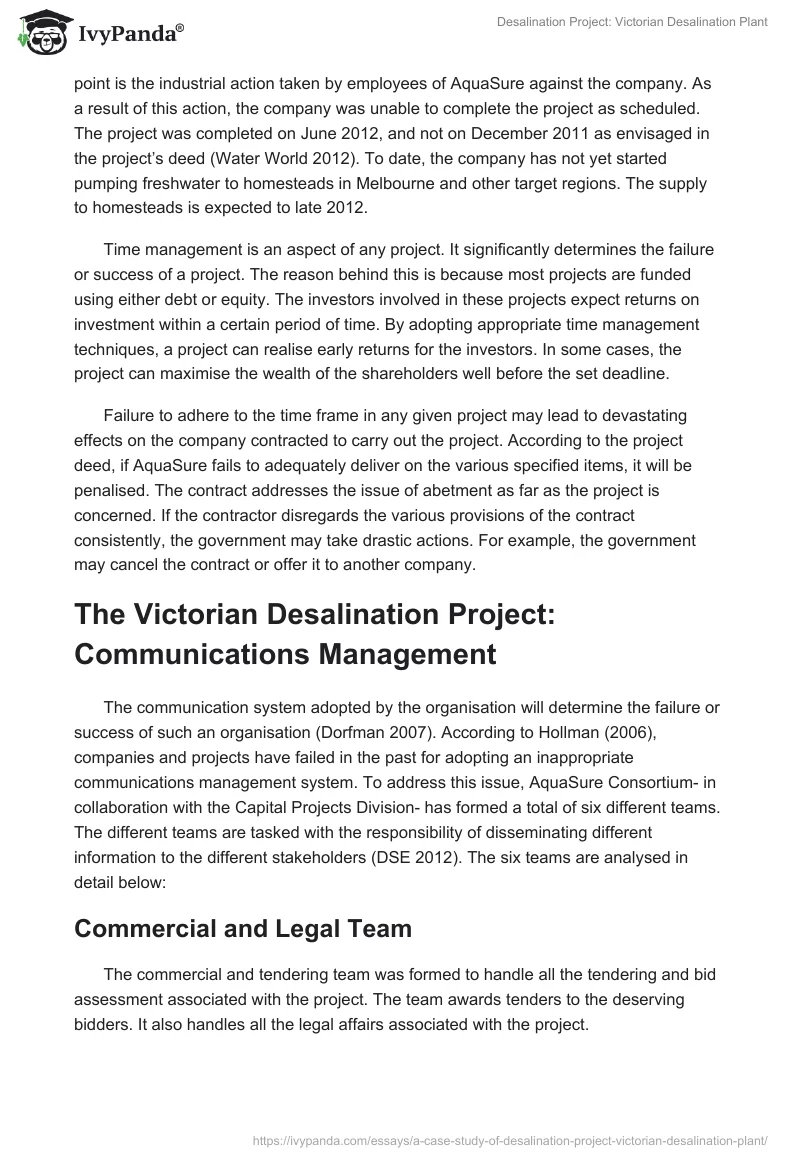 Desalination Project: Victorian Desalination Plant. Page 5