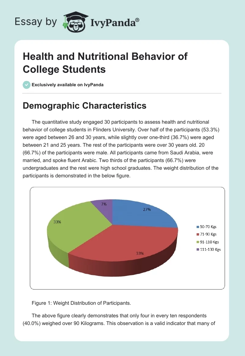 Health and Nutritional Behavior of College Students. Page 1