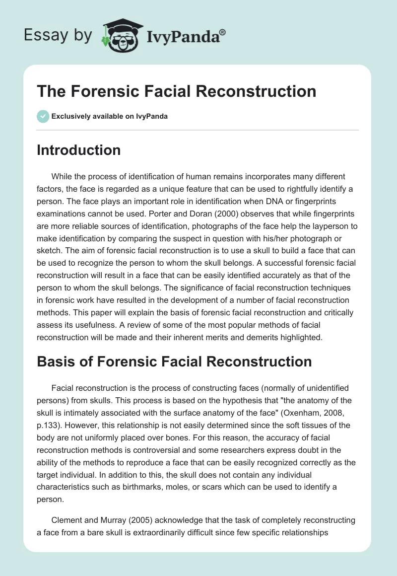 The Forensic Facial Reconstruction. Page 1