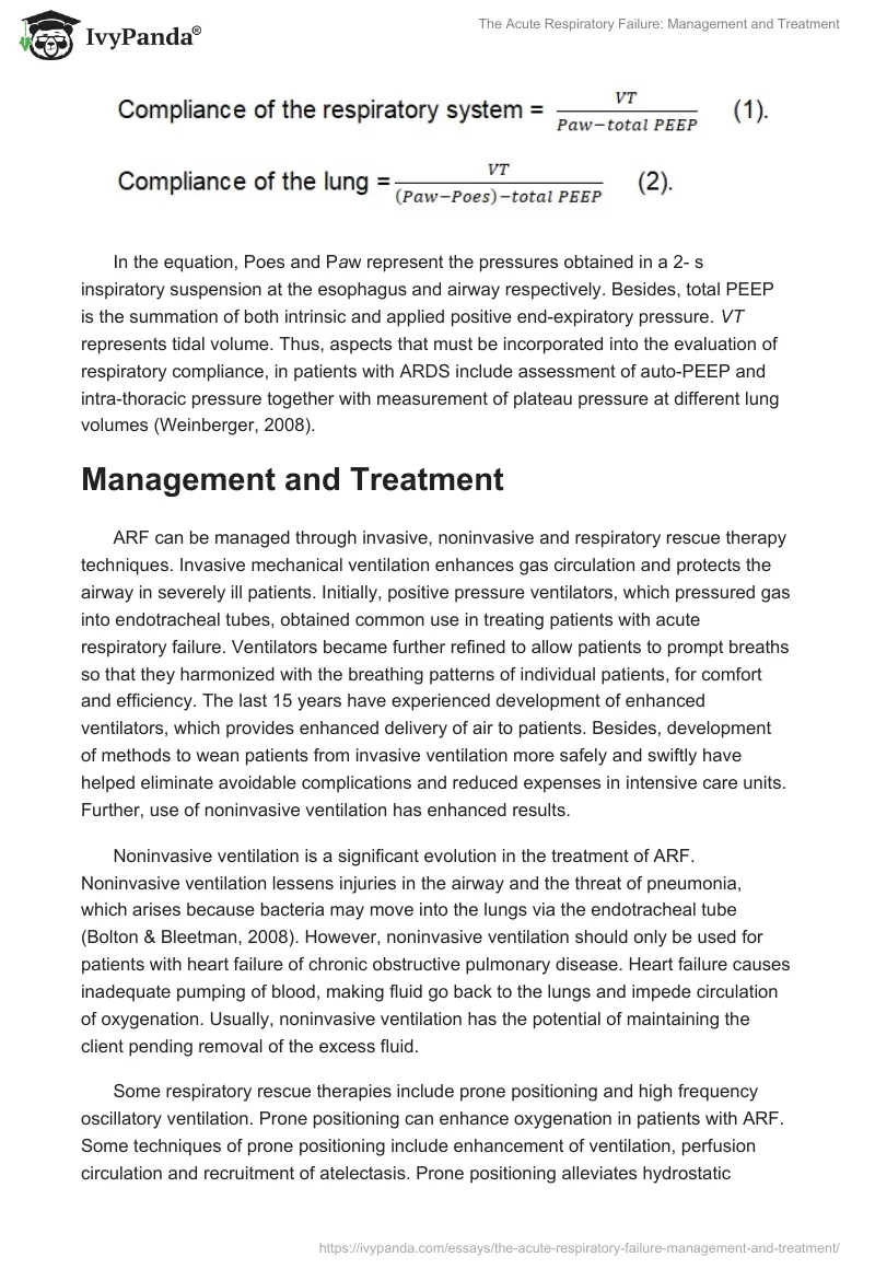 The Acute Respiratory Failure: Management and Treatment. Page 2