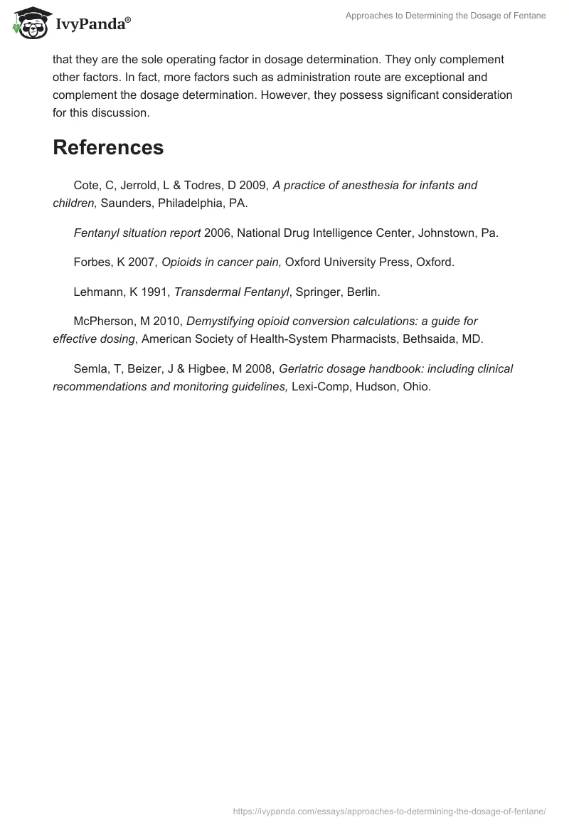 Approaches to Determining the Dosage of Fentane. Page 3
