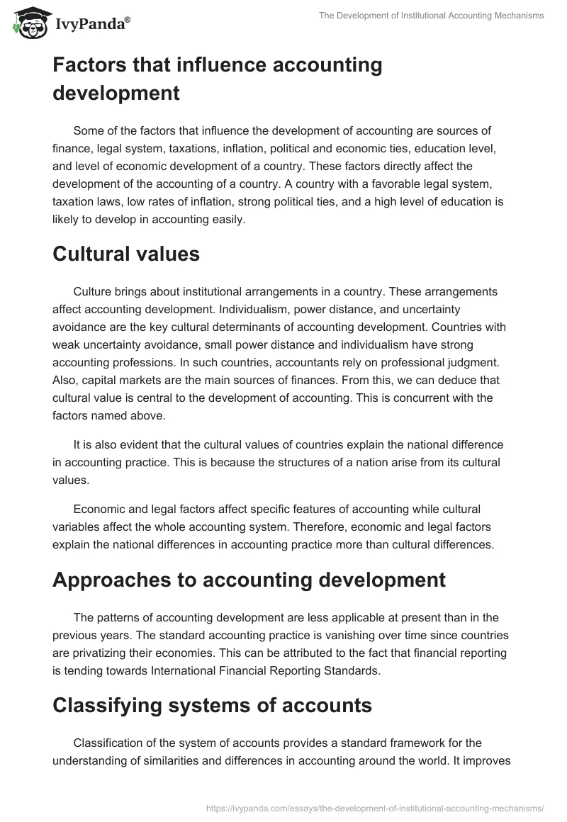 The Development of Institutional Accounting Mechanisms. Page 2