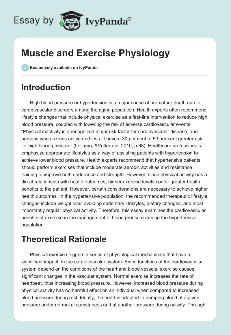 Muscle and Exercise Physiology. Page 1