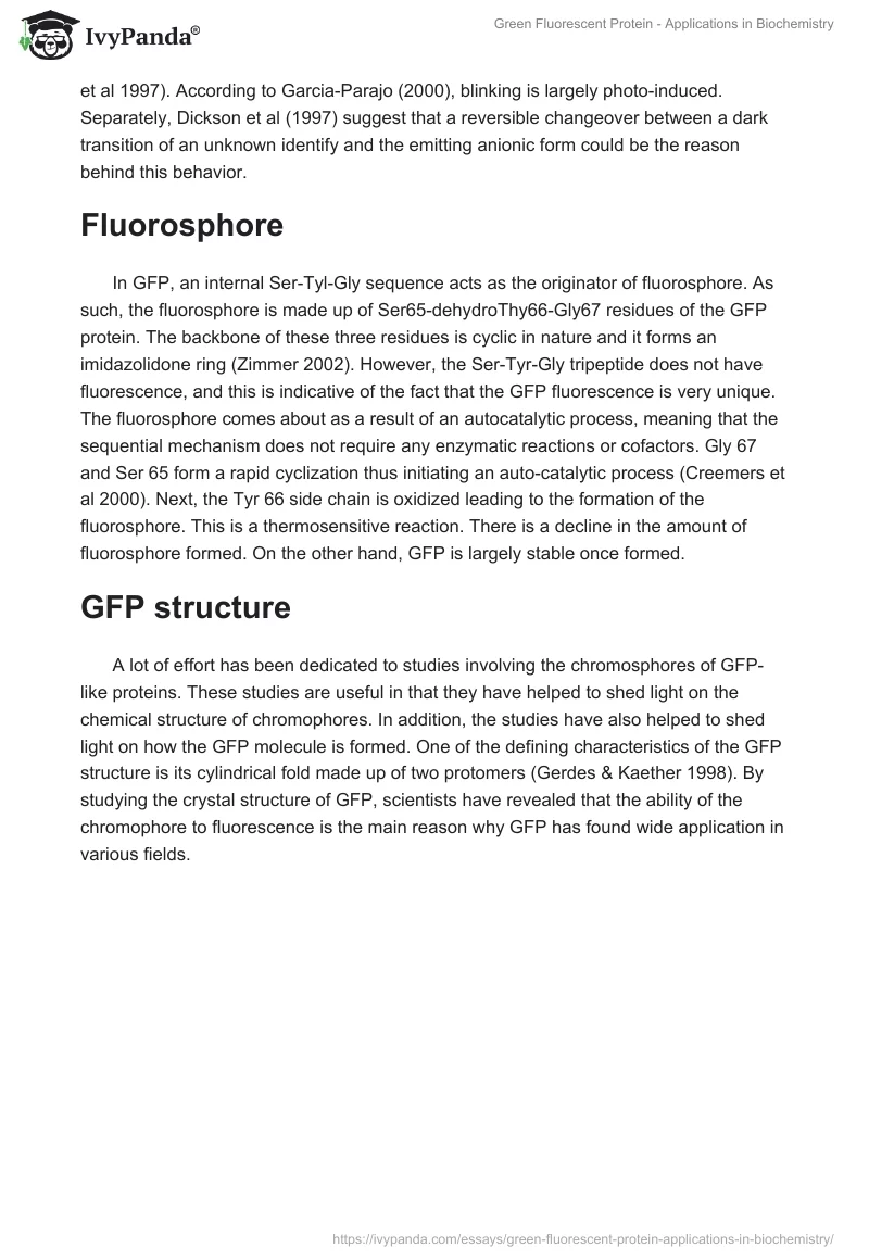 Green Fluorescent Protein - Applications in Biochemistry. Page 3