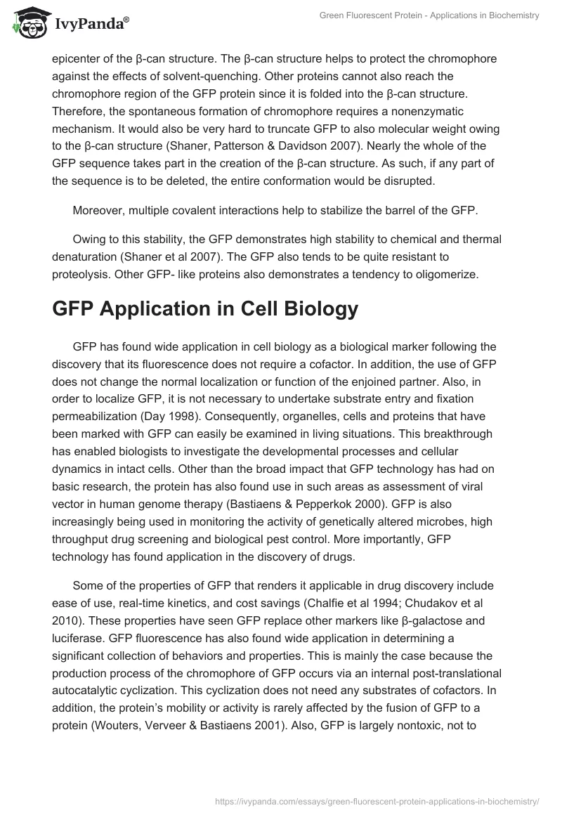 Green Fluorescent Protein - Applications in Biochemistry. Page 5