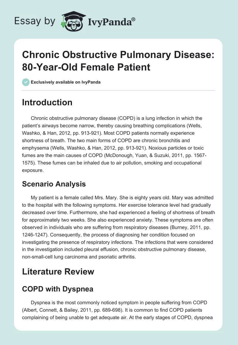 Chronic Obstructive Pulmonary Disease: 80-Year-Old Female Patient. Page 1
