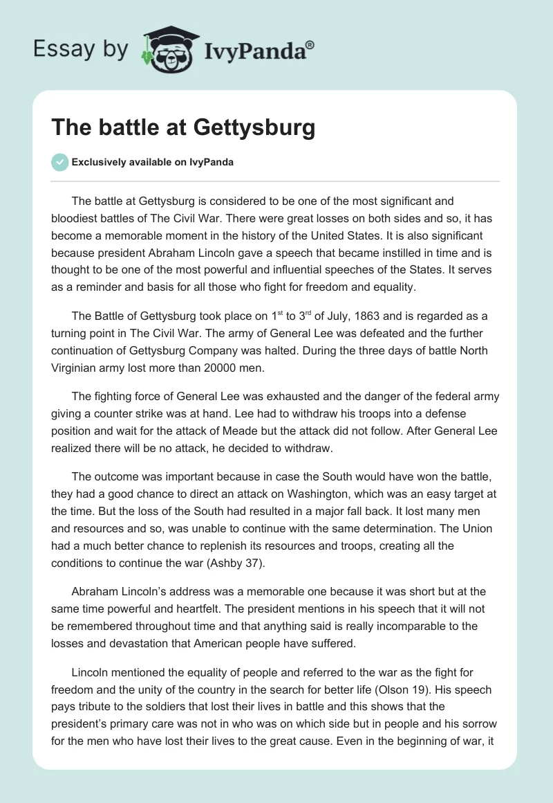 The battle at Gettysburg. Page 1
