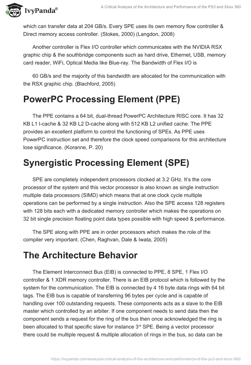 A Critical Analysis of the Architecture and Performance of the PS3 and Xbox 360. Page 2