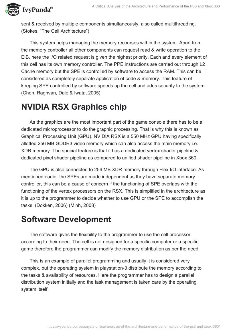 A Critical Analysis of the Architecture and Performance of the PS3 and Xbox 360. Page 3