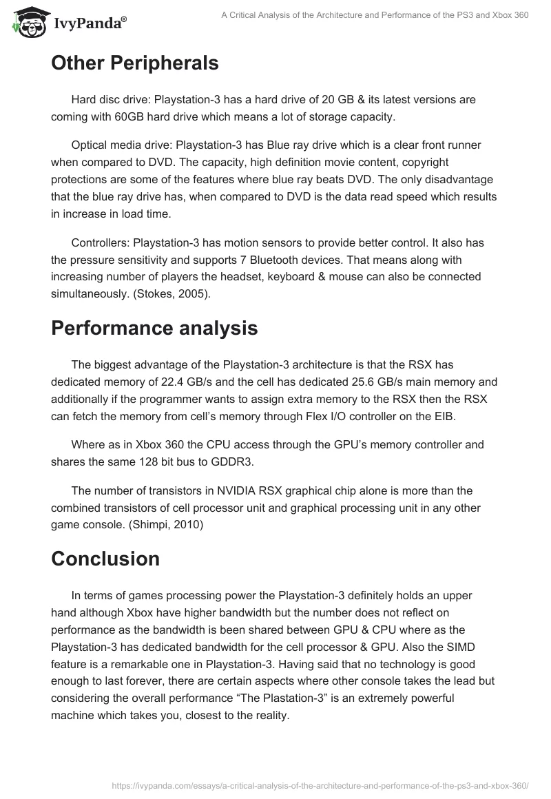 A Critical Analysis of the Architecture and Performance of the PS3 and Xbox 360. Page 4