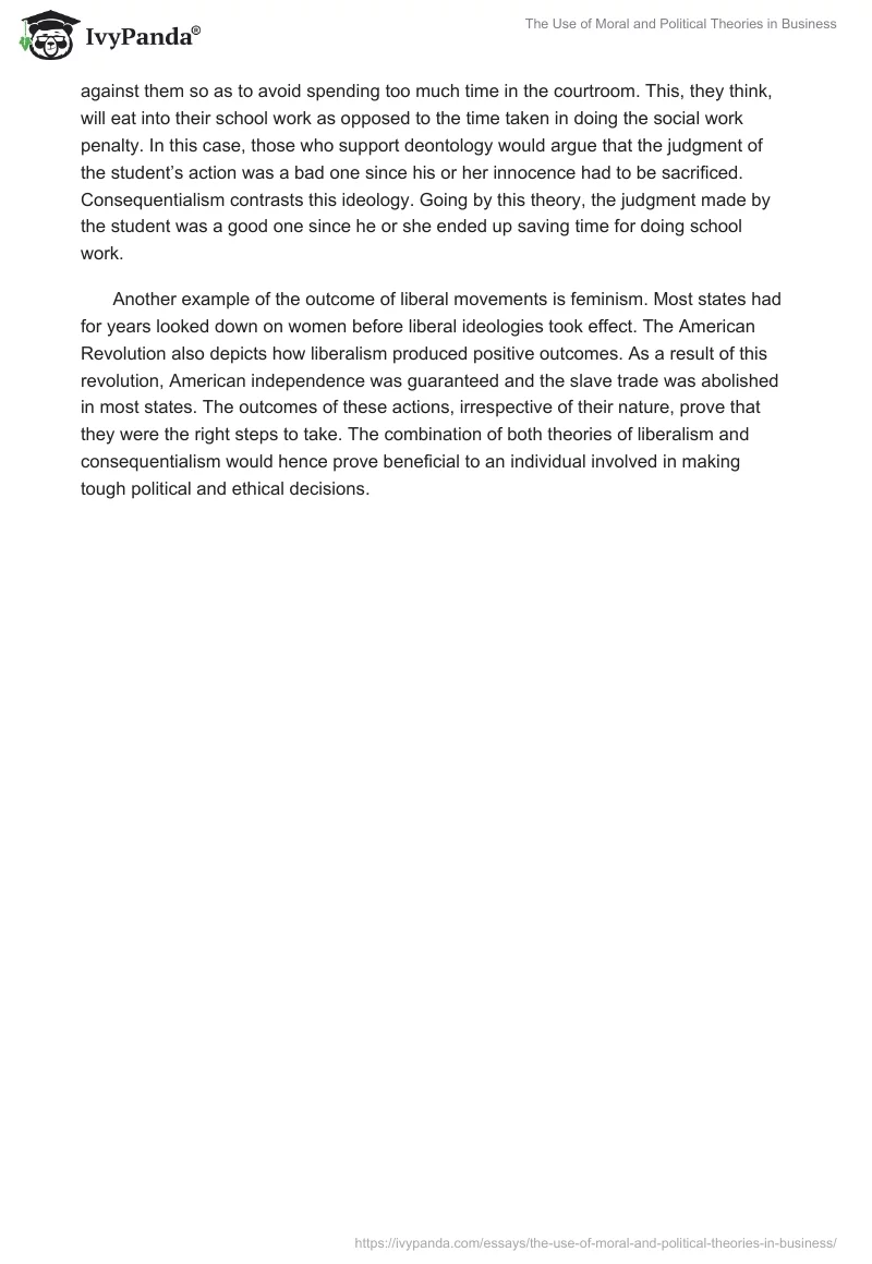 The Use of Moral and Political Theories in Business. Page 2