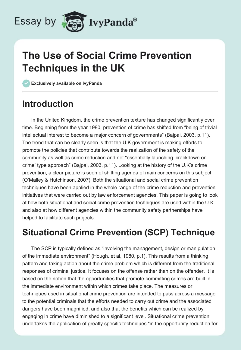 The Use of Social Crime Prevention Techniques in the UK. Page 1