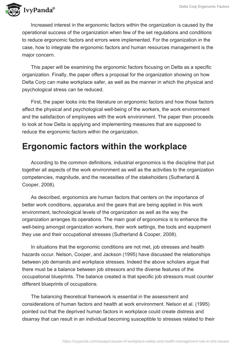 Delta Corp Ergonomic Factors. Page 2