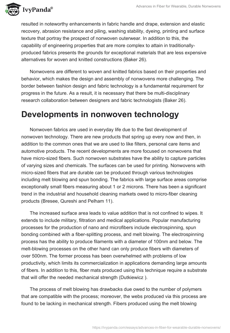 Advances in Fiber for Wearable, Durable Nonwovens. Page 2