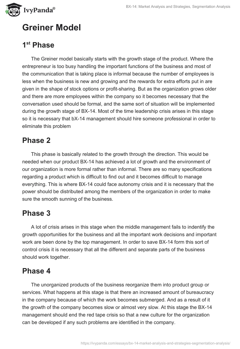 BX-14: Market Analysis and Strategies, Segmentation Analysis. Page 2