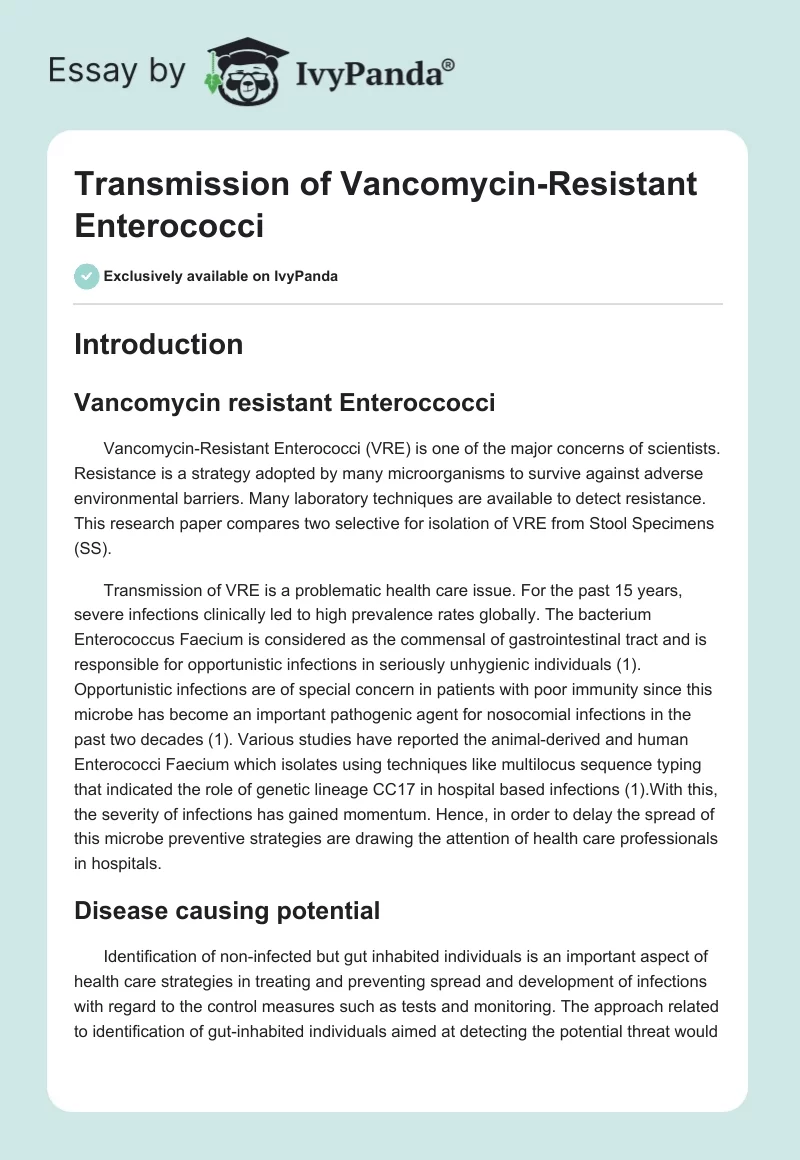Transmission of Vancomycin-Resistant Enterococci. Page 1