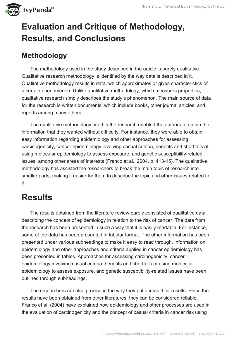 “Role and Limitations of Epidemiology...” by Franco. Page 2