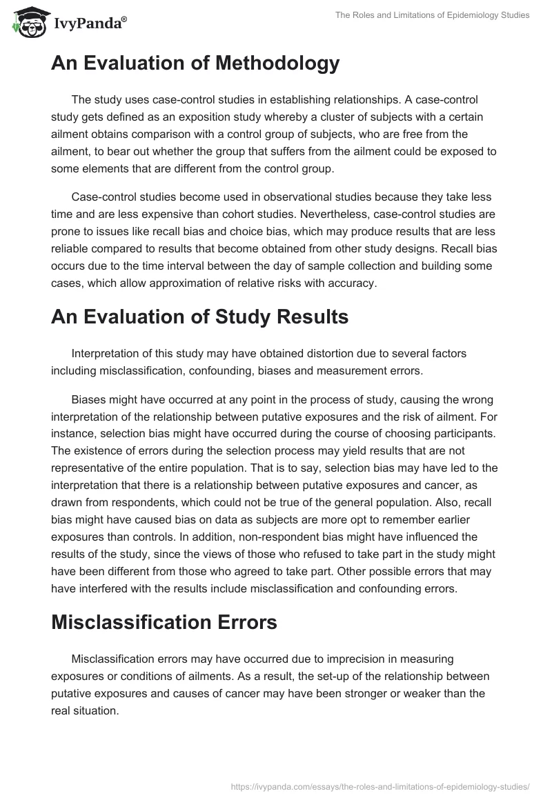 The Roles and Limitations of Epidemiology Studies. Page 2