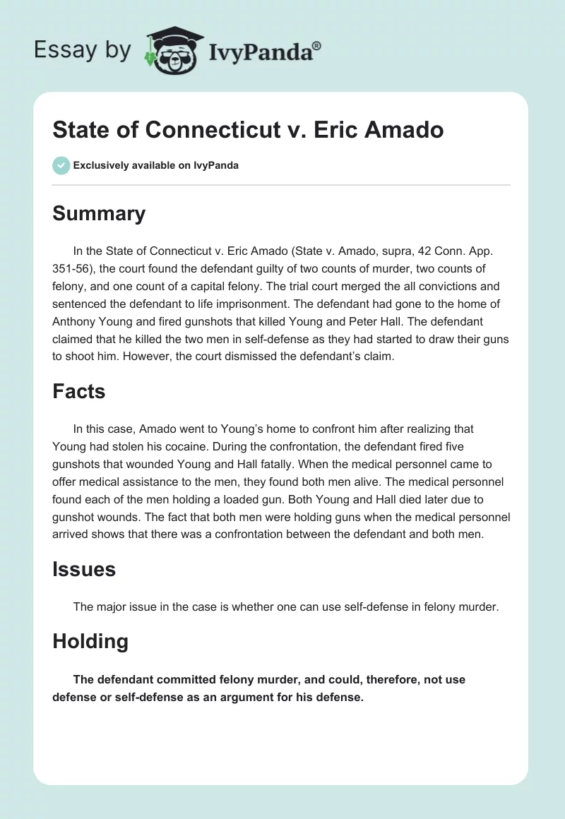 State of Connecticut v. Eric Amado. Page 1