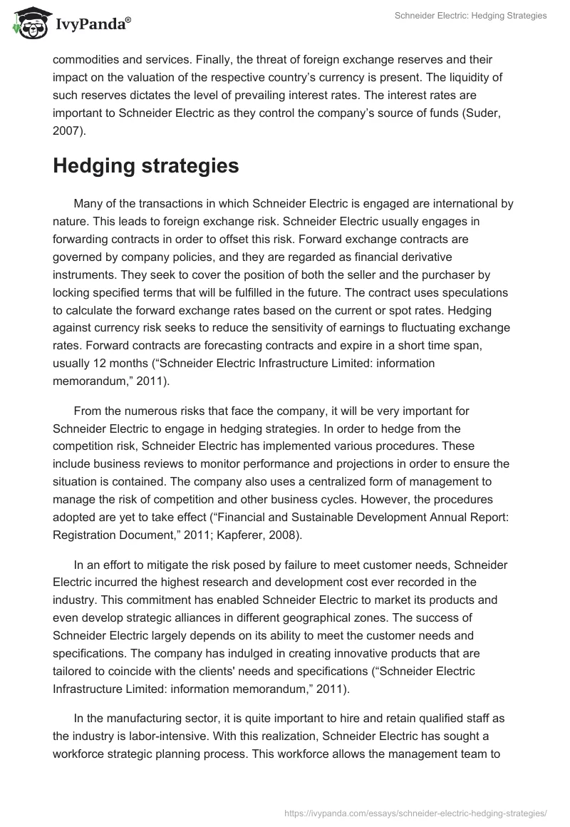 Schneider Electric: Hedging Strategies. Page 3