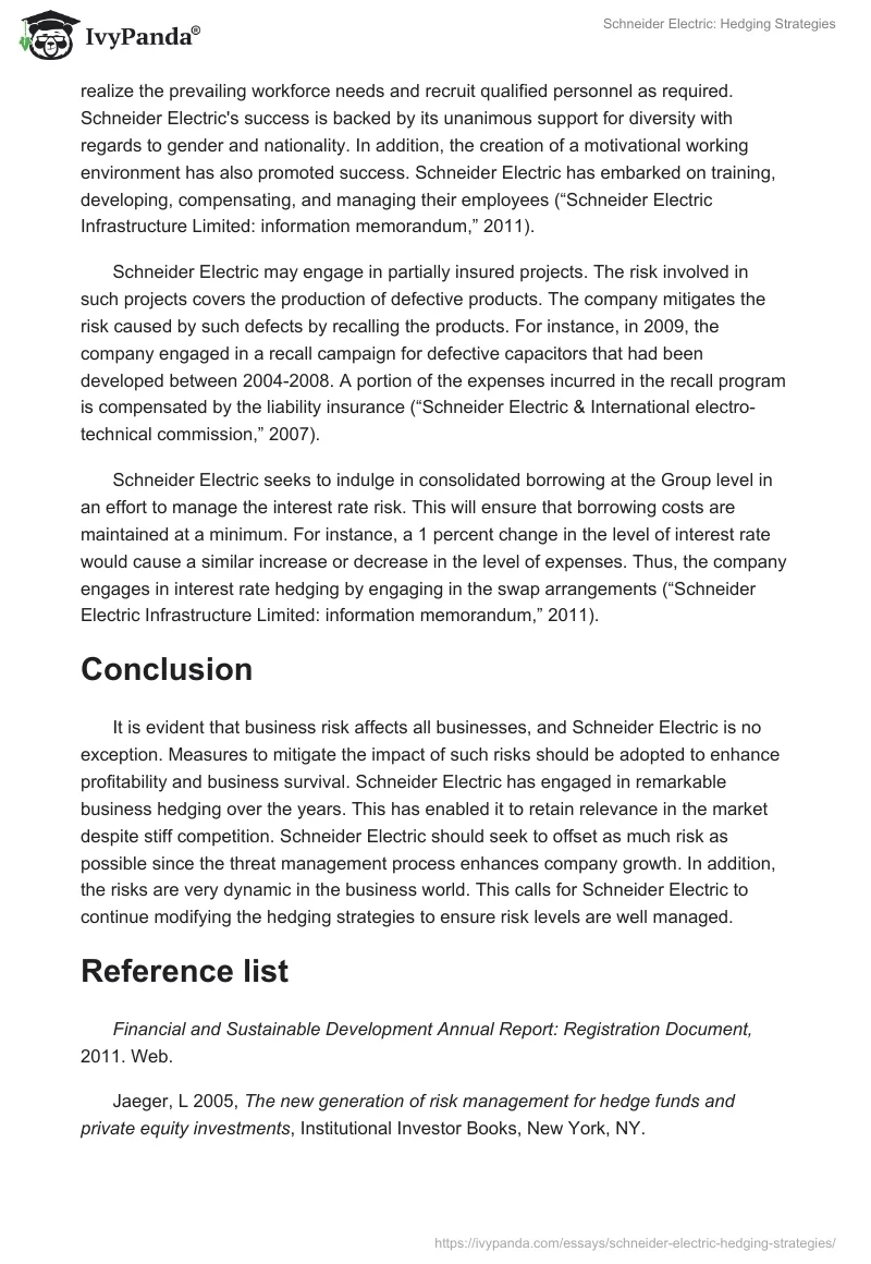 Schneider Electric: Hedging Strategies. Page 4