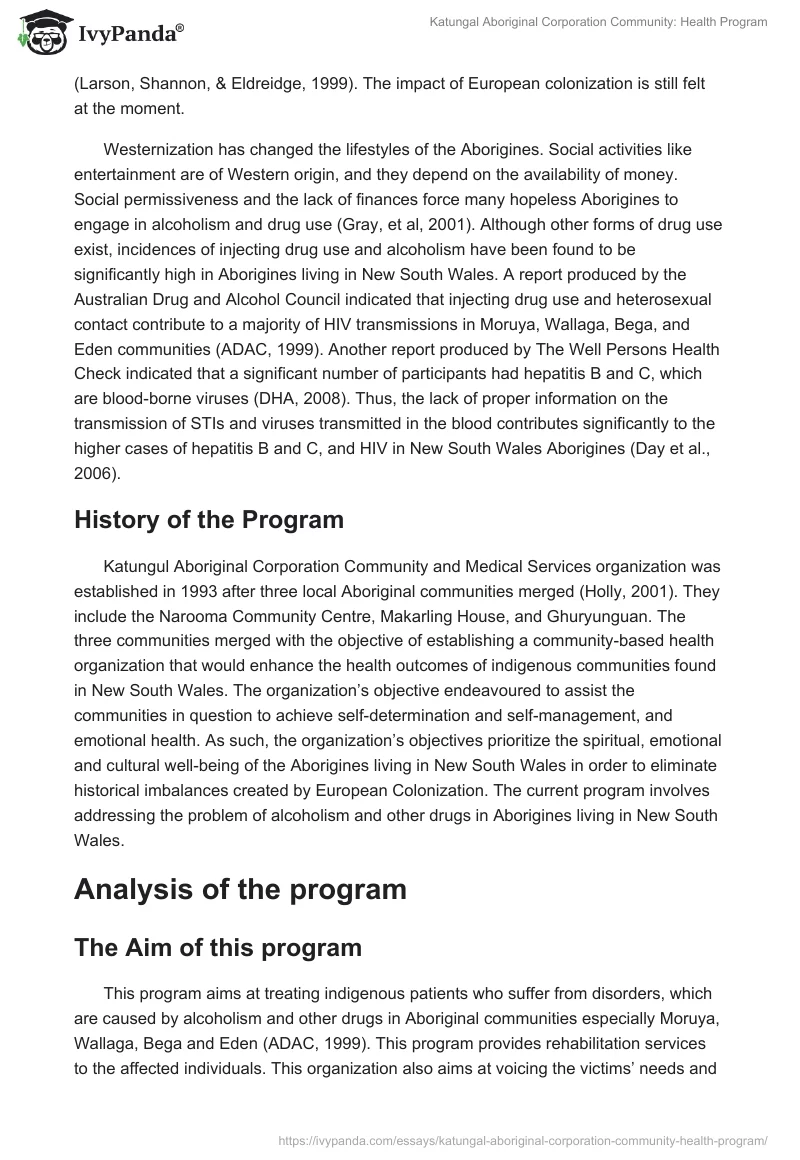 Katungal Aboriginal Corporation Community: Health Program. Page 3