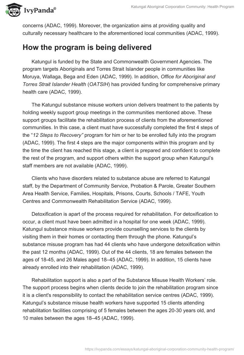 Katungal Aboriginal Corporation Community: Health Program. Page 4
