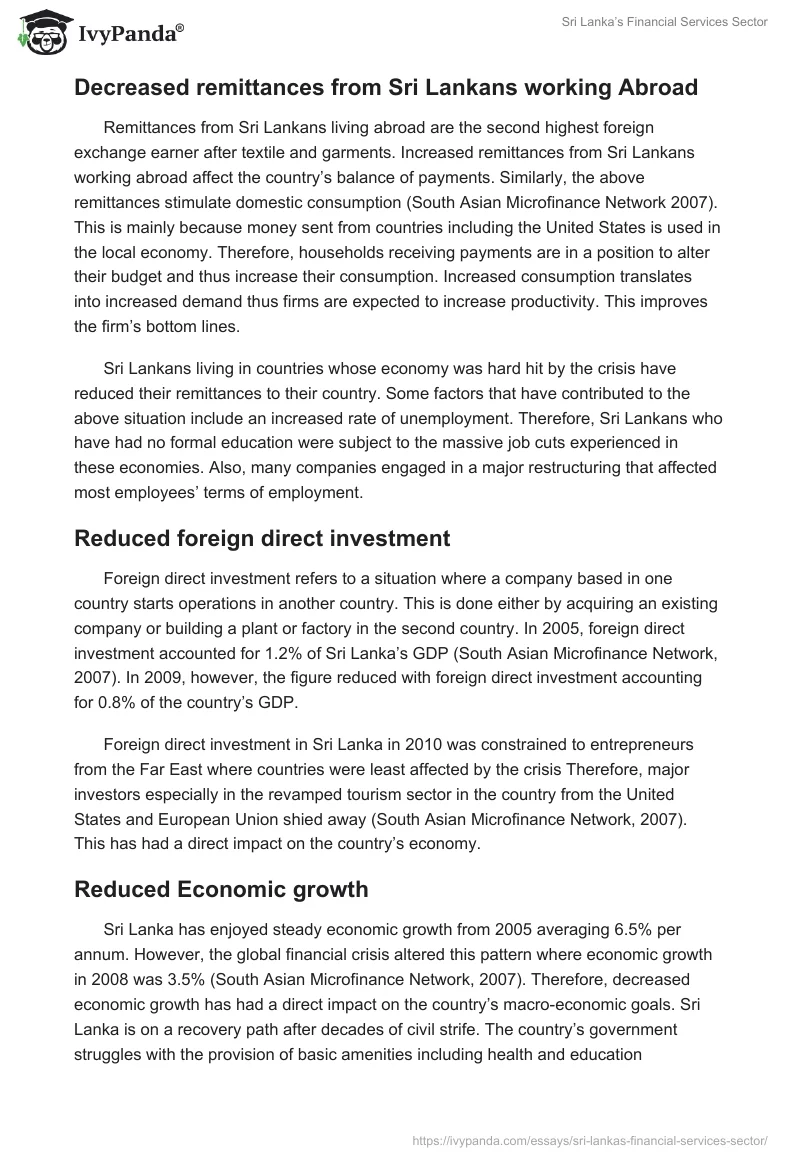 Sri Lanka’s Financial Services Sector. Page 5