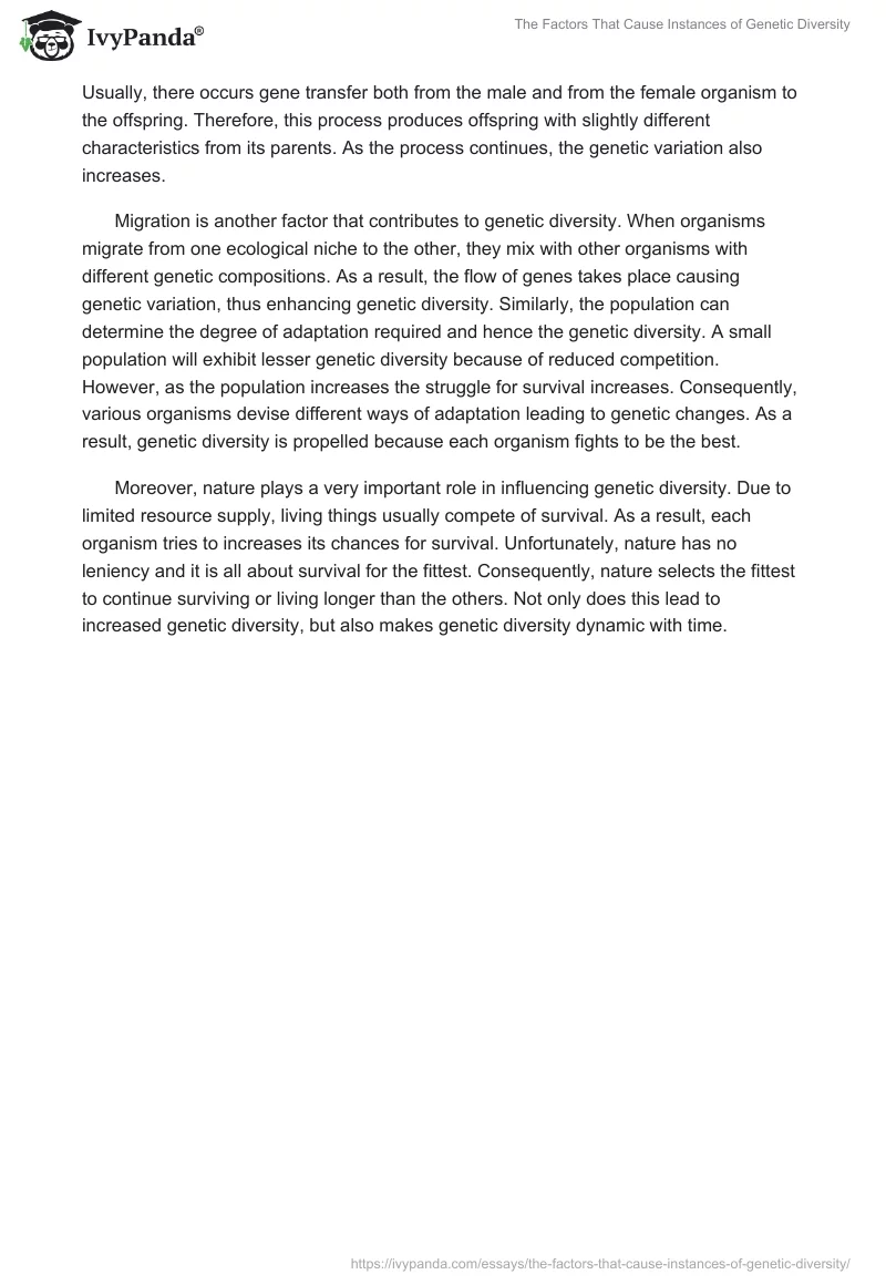 The Factors That Cause Instances of Genetic Diversity. Page 2