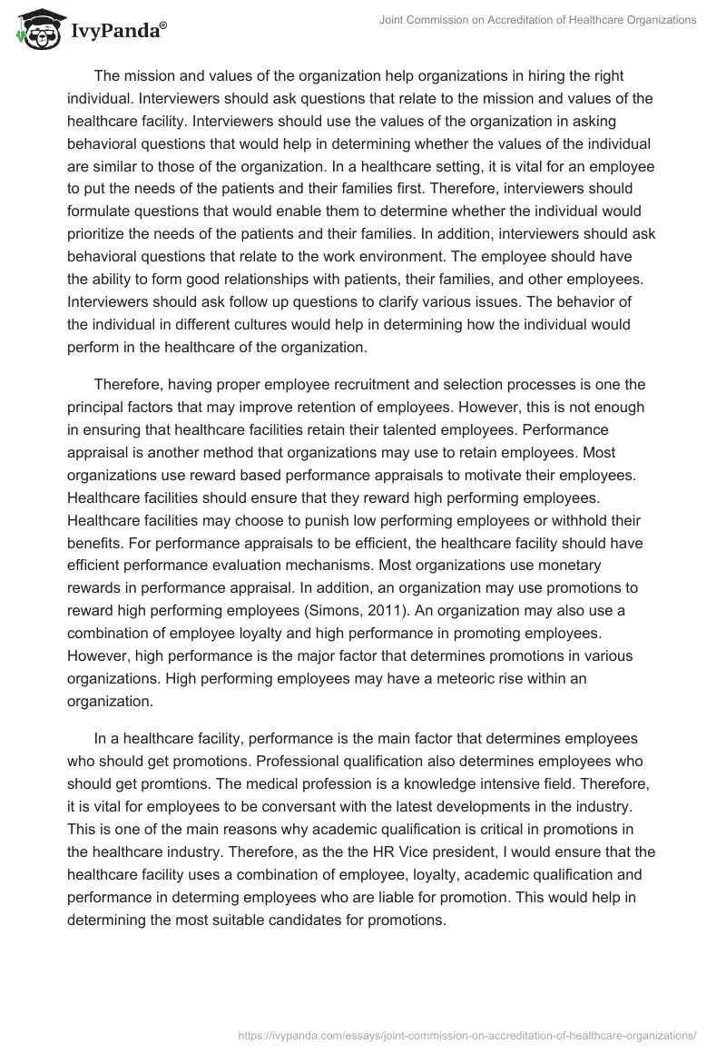 Joint Commission on Accreditation of Healthcare Organizations. Page 3
