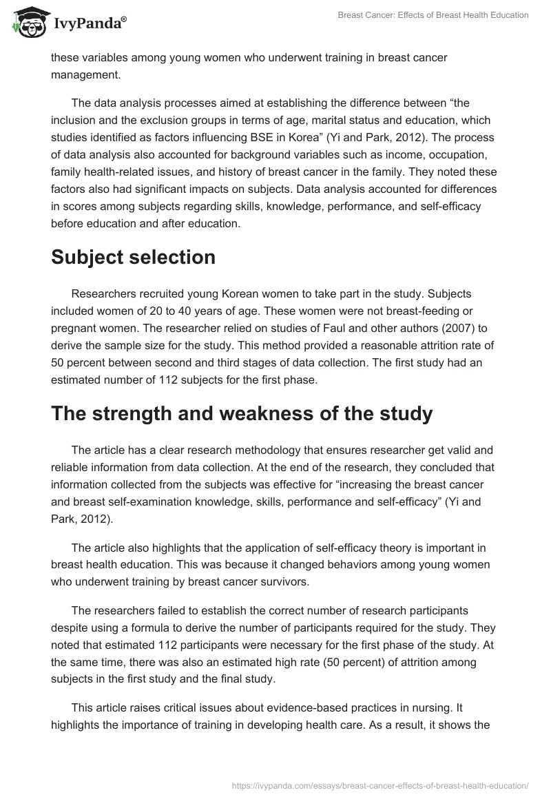 Breast Cancer: Effects of Breast Health Education. Page 2