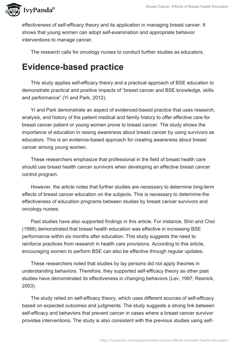 Breast Cancer: Effects of Breast Health Education. Page 3