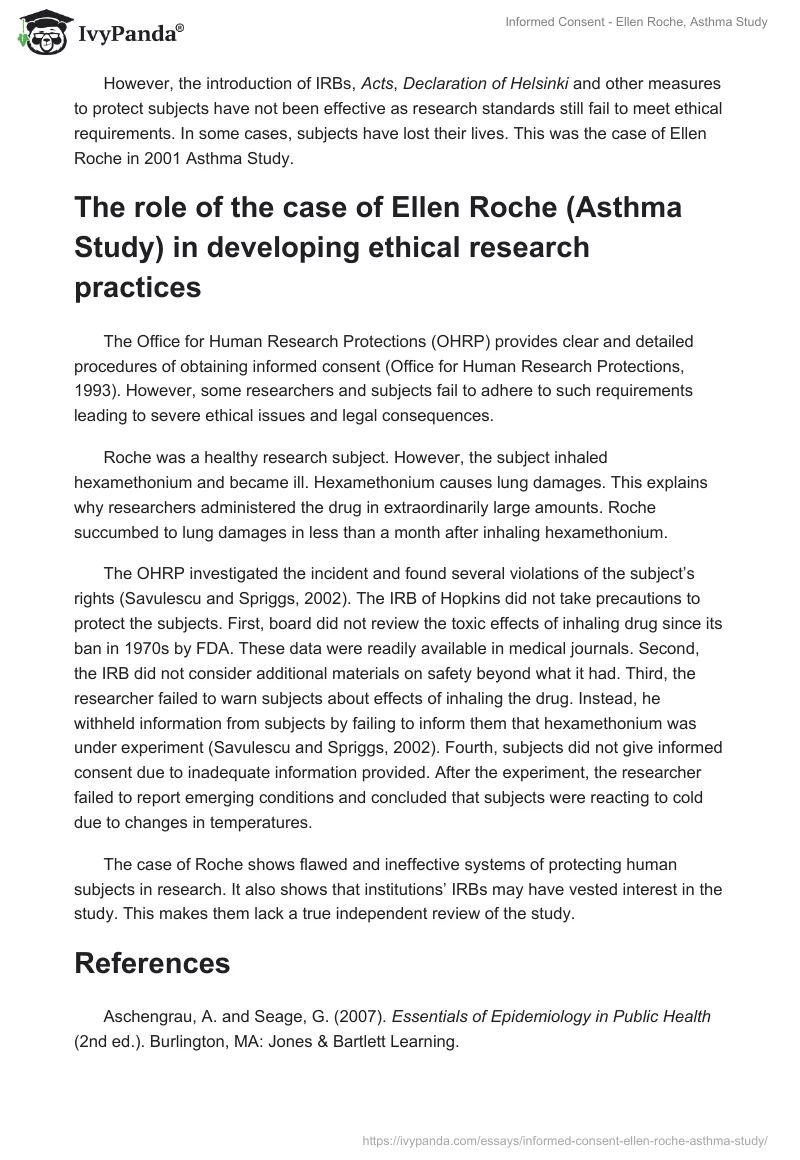 Informed Consent - Ellen Roche, Asthma Study. Page 2