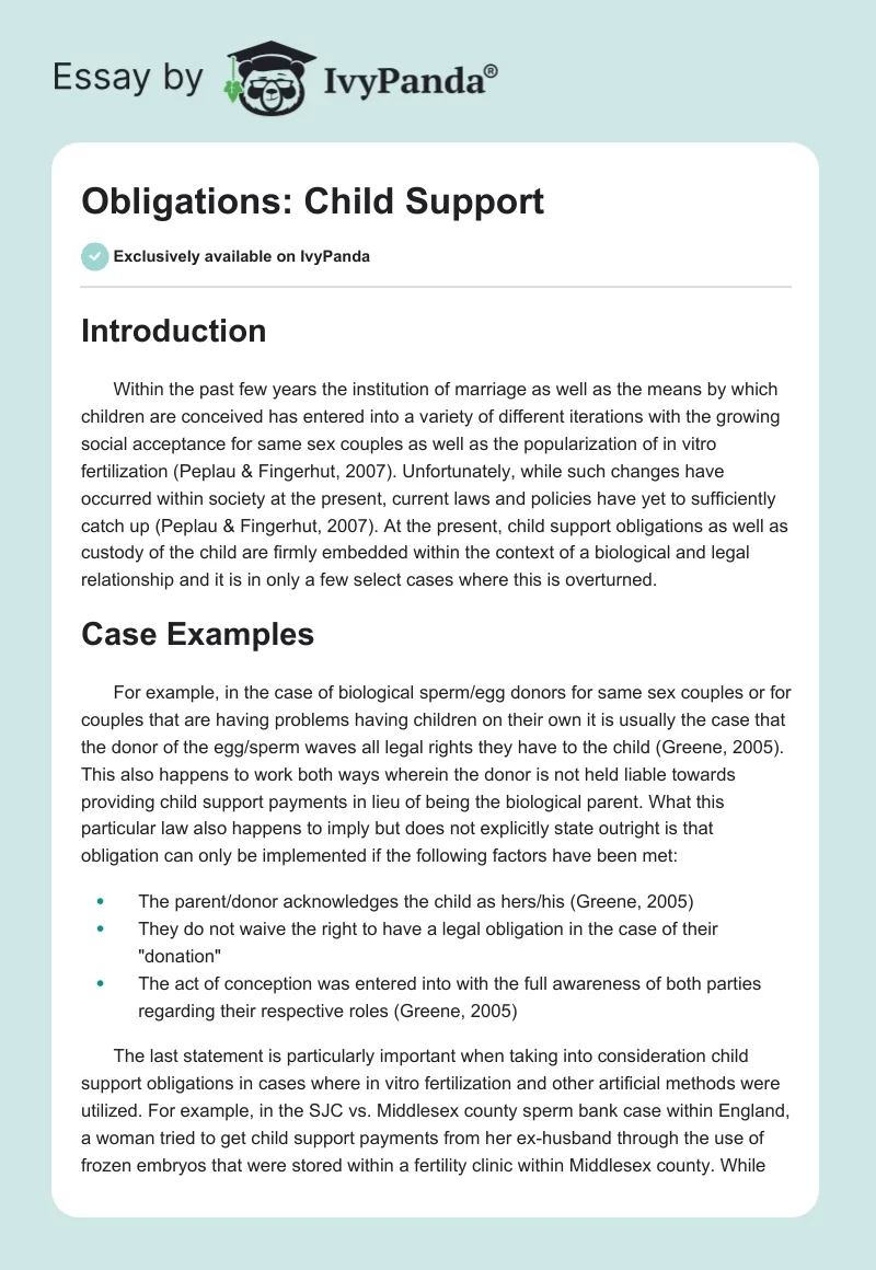 Obligations: Child Support. Page 1