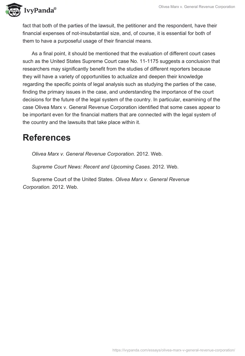Olivea Marx v. General Revenue Corporation. Page 2