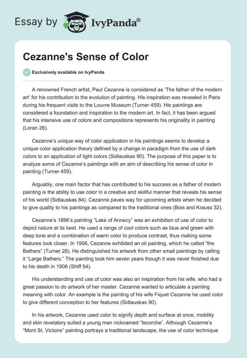 Cezanne's Sense of Color. Page 1
