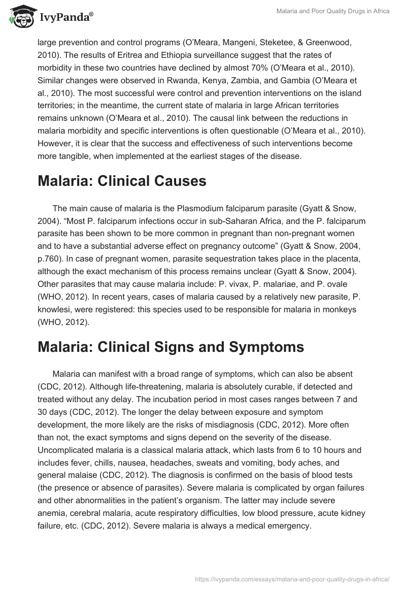Malaria and Poor Quality Drugs in Africa. Page 2