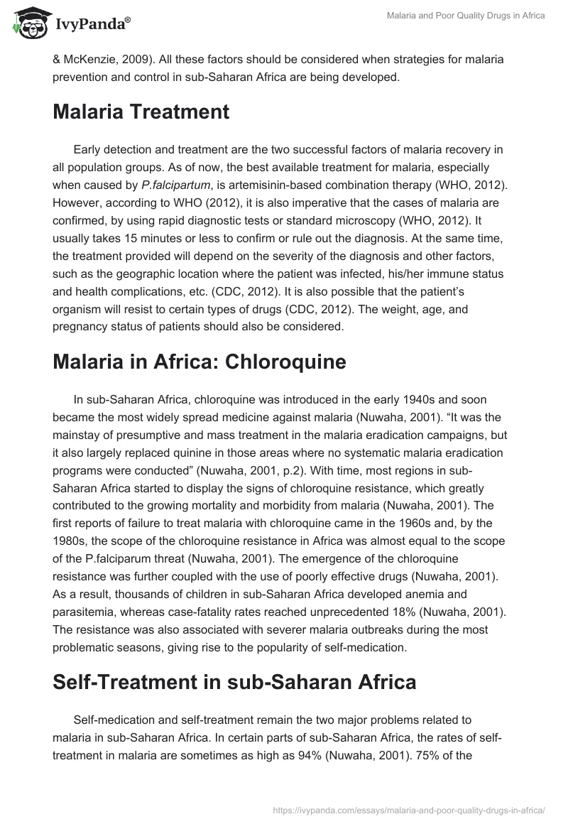 Malaria and Poor Quality Drugs in Africa. Page 4