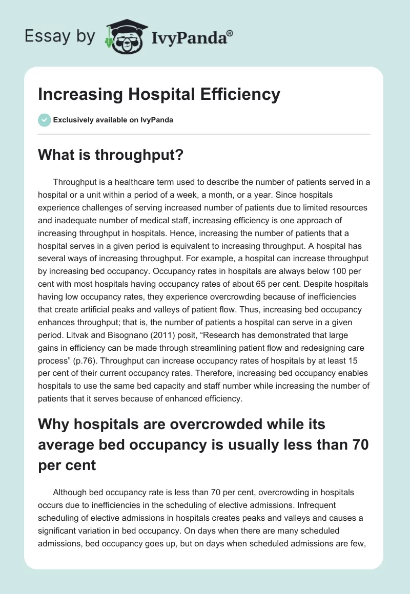 Increasing Hospital Efficiency. Page 1